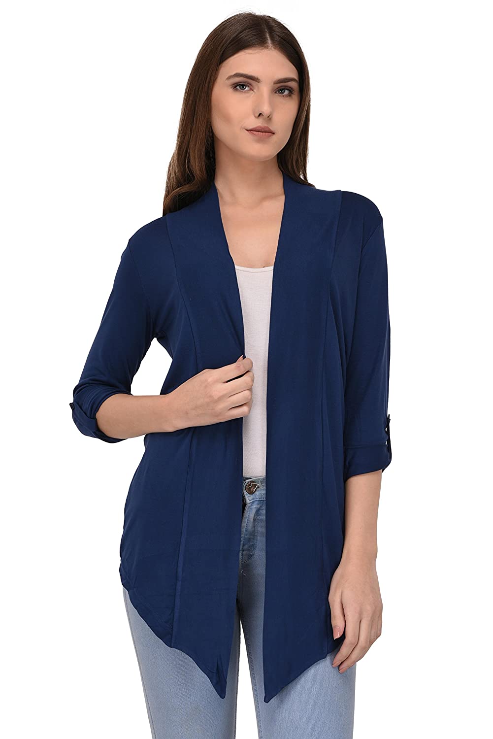 ESPRESSO Women's 100% Viscose Waterfall Shrugs with Button Foldable Sleeve