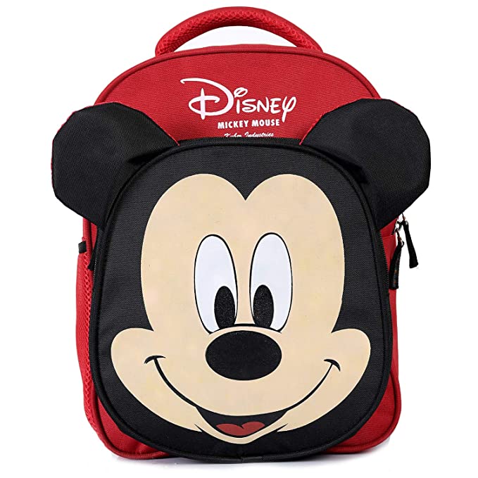 Kuber Industries Disney Mickey Mouse 15 inch Polyster School Bag/Backpack for Kids, Red & Black-DISNEY001