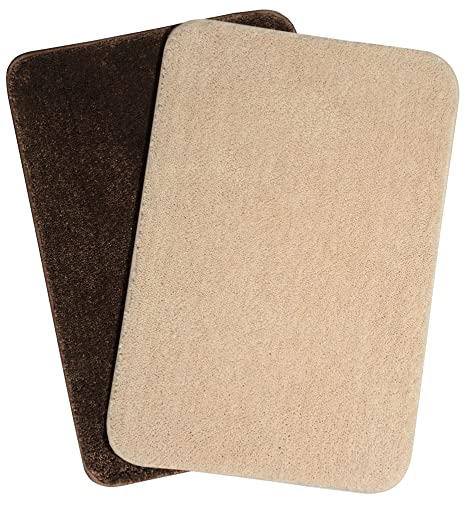 Saral Home Microfiber Anti-Skid Bath Mat Pack of 2 (Beige & Brown, 40X60 cm)