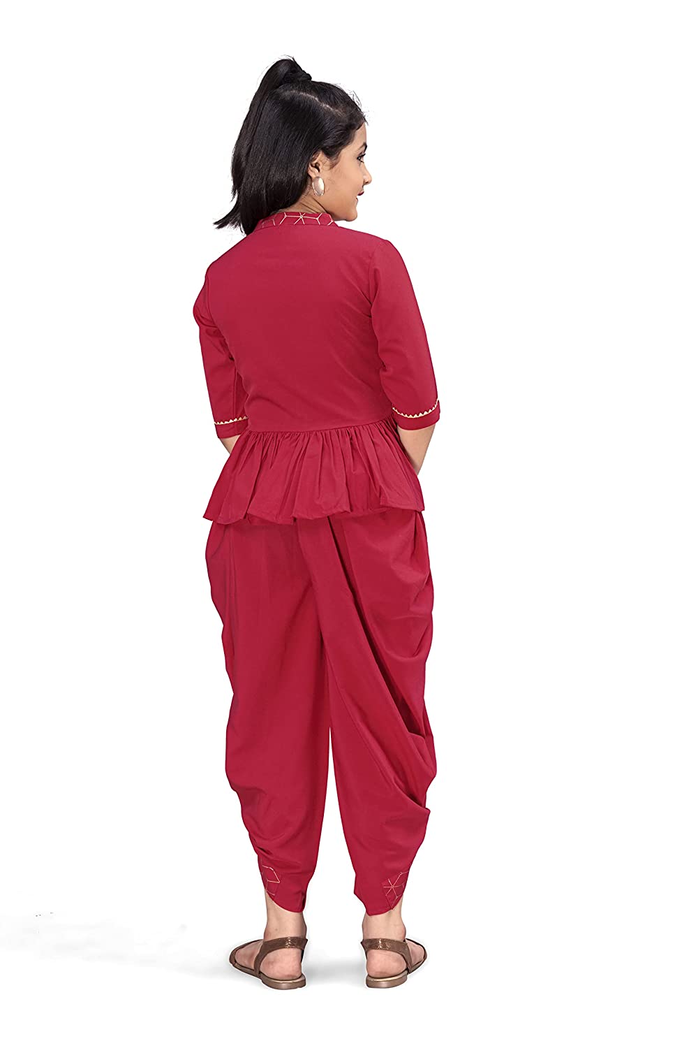 Fashion Dream Girl's Crepe Top With Dhoti Pants