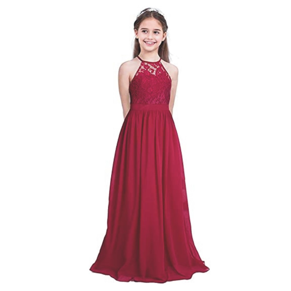 PINK WINGS Girls Georgette A-line Maxi Gown