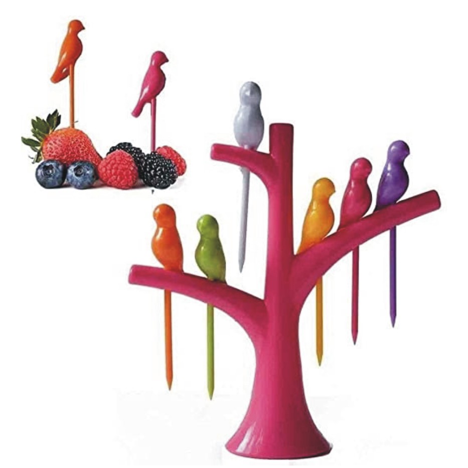 MACARIZE Happy Bird Fruit Fork Set Plastic Fruit Fork  (Pack of 1)