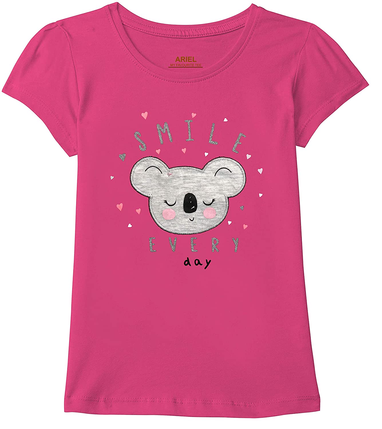 ARIEL Girls Regular Fit Half Sleeves Tshirt (Pack of 2)