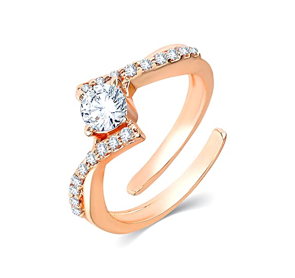 Hot And Bold Solitaire American Diamond Free Size Fashion Rings.