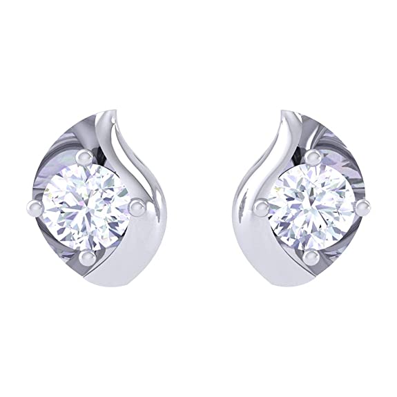 Clara Made with Swarovski Zirconia BIS Hallmarked 92.5 Sterling Silver Platinum Plated Noa Solitaire Earring Gift For Women & Girls