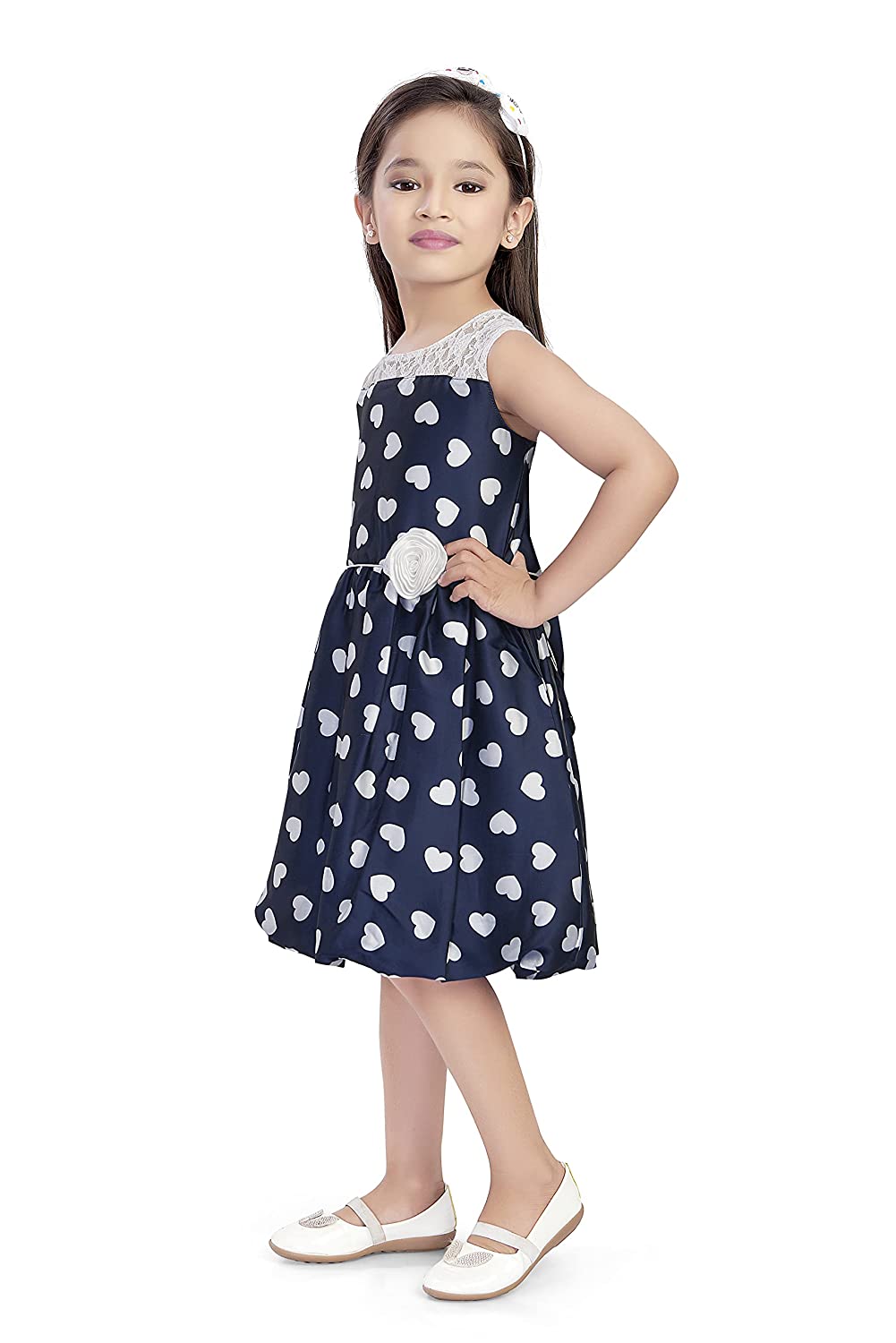 Doodle Girl's Dresses, Frock for Girls, Round Neck Satin Dress, Girls Wear