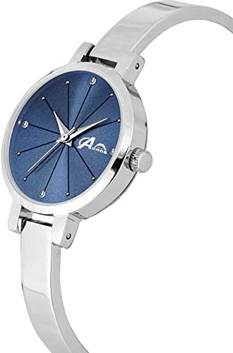 Acnos Brand - Analogue Women's Watch for Women with Diamond bracelete for Girl's or Women (Pink Blue Black Dial Silver Colored Strap) Pack of 2 Valentine SPACIAL