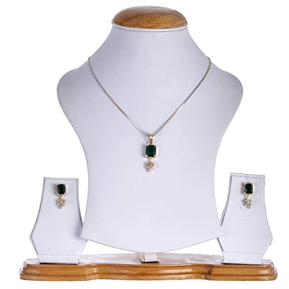 ZENEME Gold-plated and Cubic Zirconia Pendant Necklace Set for Women & Girls
