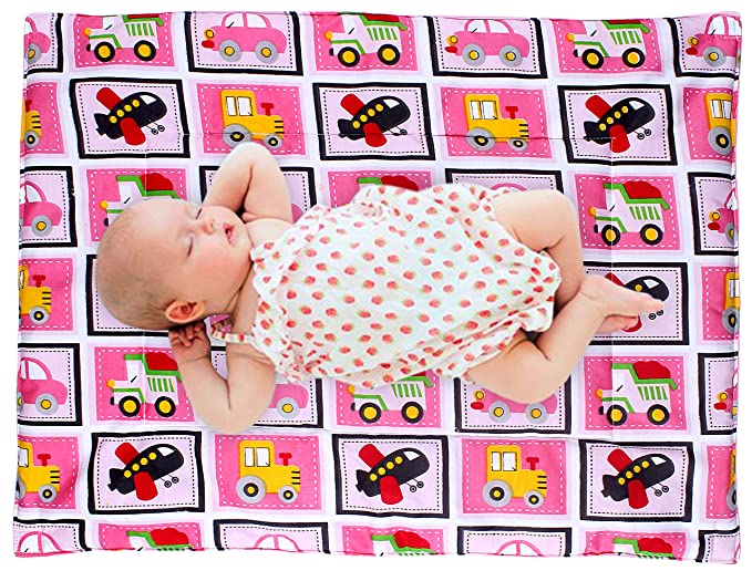 MOM CARE Baby Cotton Nappy Changing mat/Urine Sheet with Waterproof for Babies (Pink mat 0-6 Months) Pack of 2