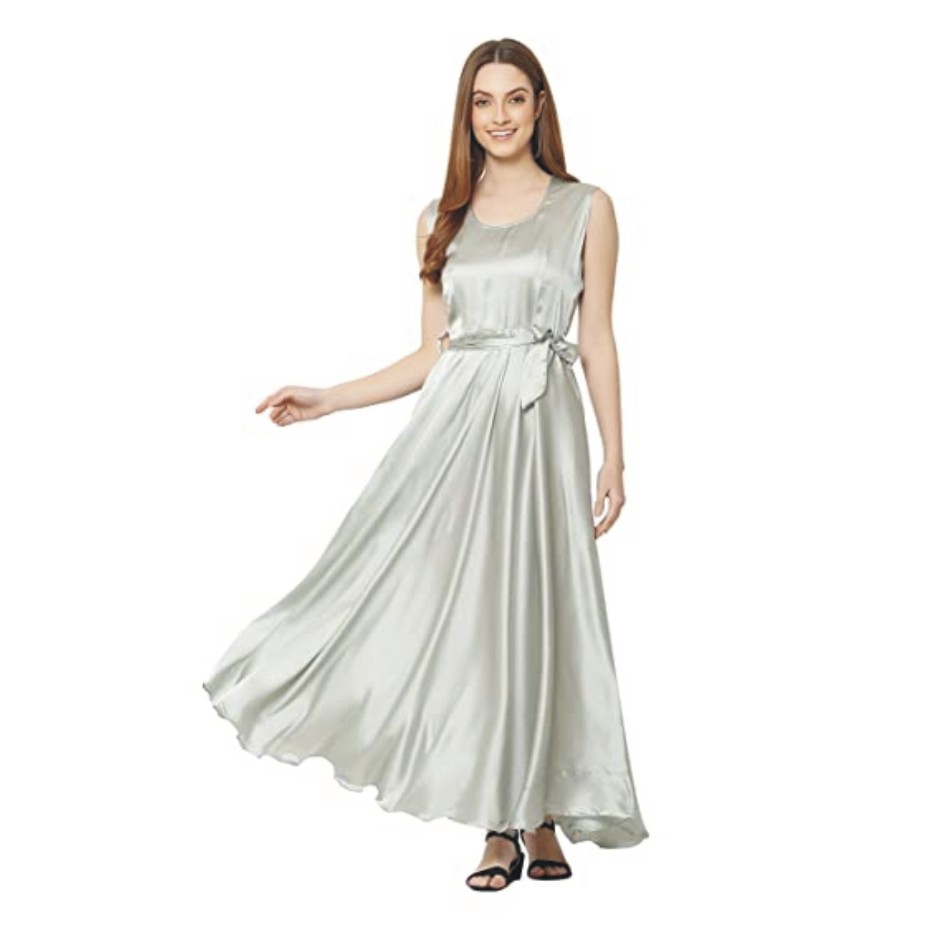 Berlin Club Women's Satin Fit & Flared Maxi Dress/Anarkali Dress/Gown/Long Frock for Women and Girls