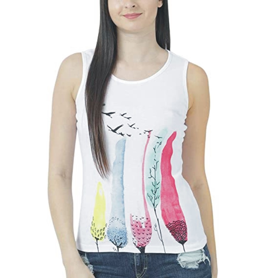 HUETRAP Womens The Colorful Trees Tank Top