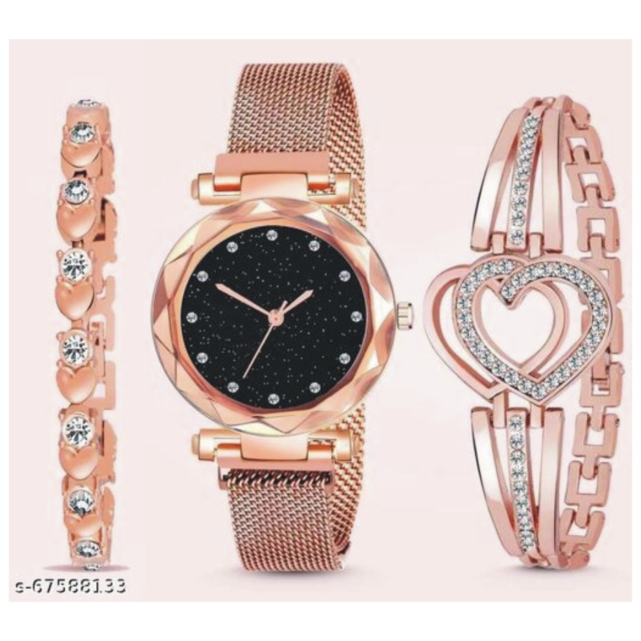Magnet Strap Girls Women All Diamond Magnetic Chain Analog Watch - For Girls