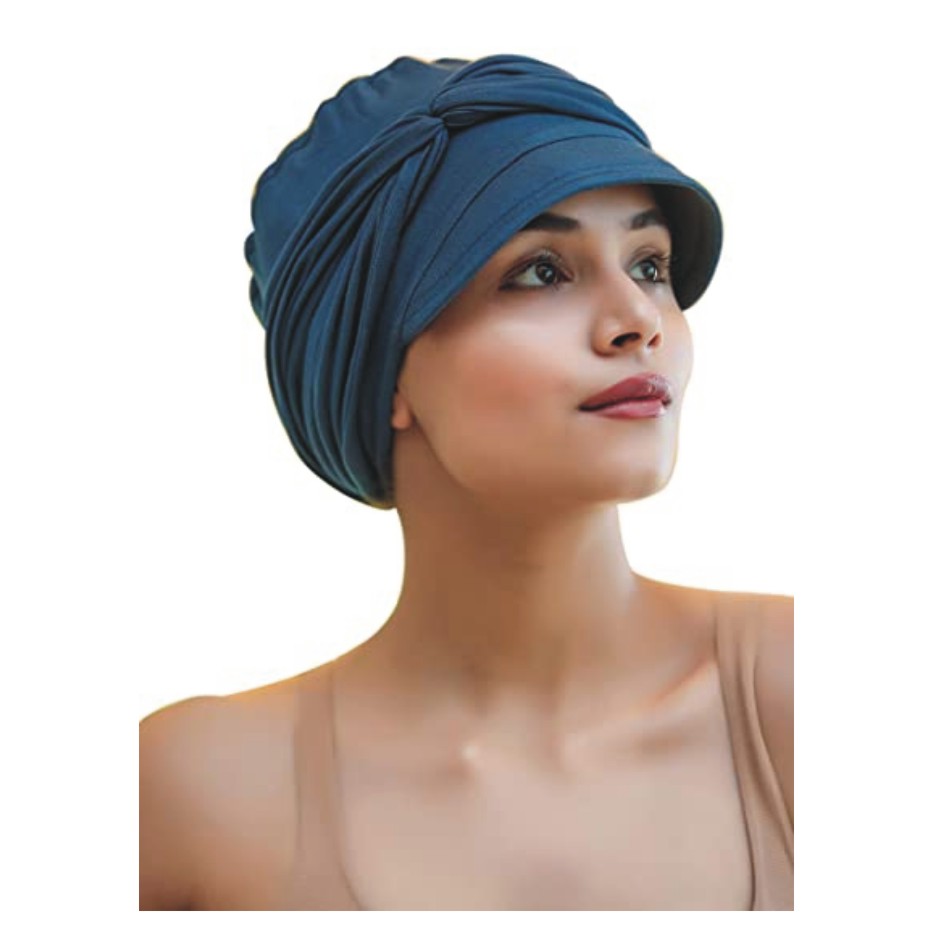 The Headscarves Women's Bamboo Viscose Visor Cap with Gathered Band (HS108_Multicolors 2 Piece Set)
