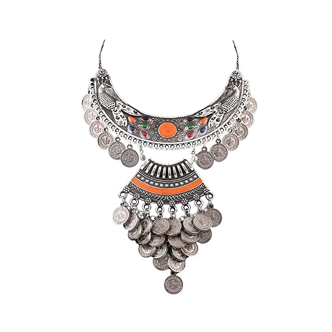 Aradhya Oxidized Silver Silver Plated and Necklace for Women's & Girl's