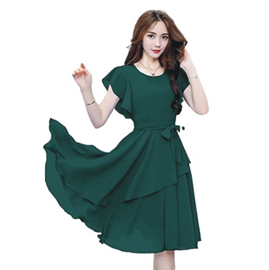 GG Fashion Women's Fit and Double Flare Knee Length Dress