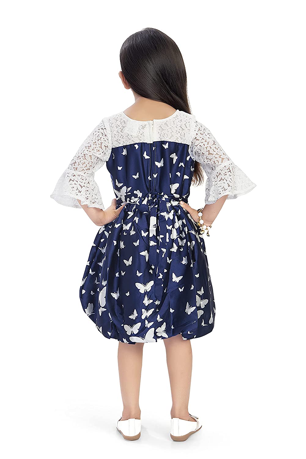 Doodle Girl's Dresses, Frock for Girls, Round Neck Satin Dress, Girls Wear