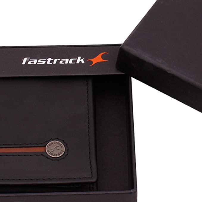 Fastrack Leather Men's Wallet (C0368LBK02_Black)