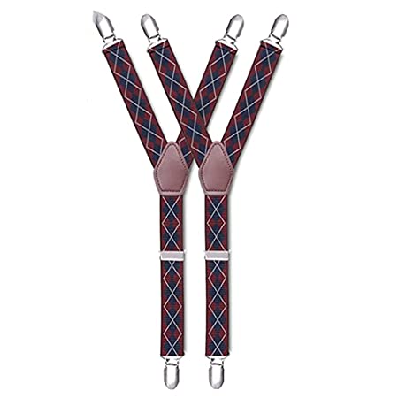 GUSTAVE ® Y-Style Shirt Stays Dress Shirt Garters with Non-Slip Locking Clamps and Adjustable Straps (Red