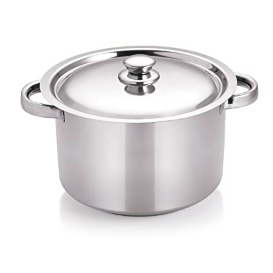 Chef Direct Stainless Steel Stock Pot with lid 10.0 Liters - Silver 28cm (Diameter 28 CM, Height 18.1 CM)