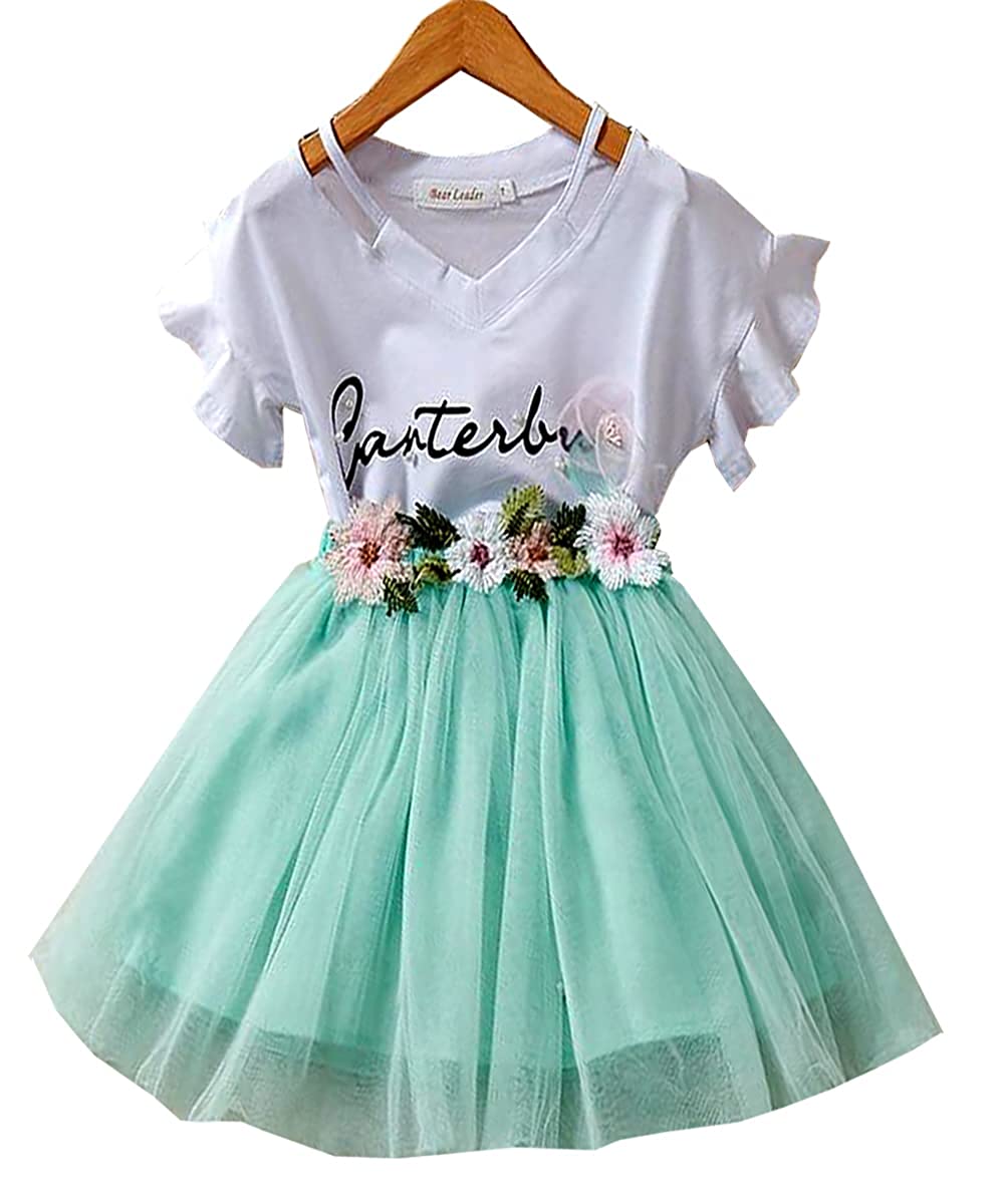 Girls Designer Clothing Set Of T-Shirt & Skirt